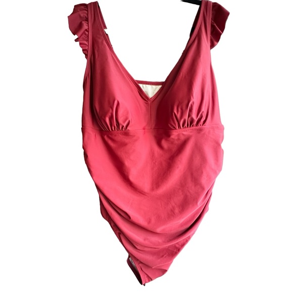 NWT Ruffle Strap Burnt Red Swimsuit by Kona Sol 24W - Picture 2 of 6